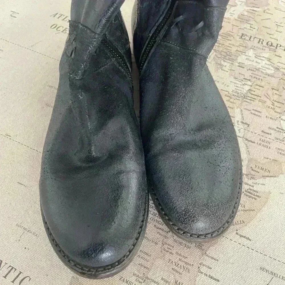 Bed Stu Midge Western Boots Cobbler Series Knee High Leather  Black 39 EUC